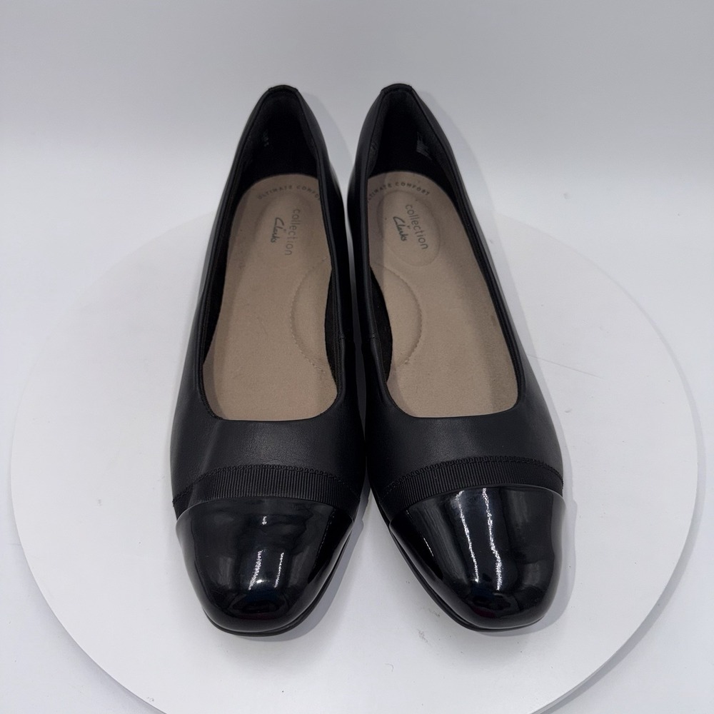 Clarks Juliet Monte Pump Shoes Womens 8.5 M Casual Heels Leather Black - Picture 3 of 8